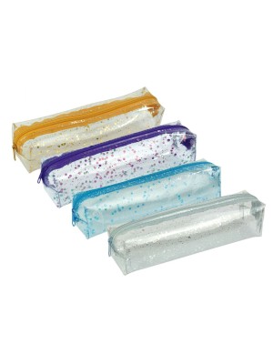 Estojo Feminino Transparente em PVC com 1 Zíper – Modelo com Detalhes, Resistente e Moderno para Escola, Faculdade e Necessaire