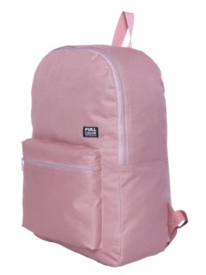 Mochila Full Color Rose Feminina Escolar e Casual em Poliéster Reforçado com Bolso Frontal e Alças Acolchoadas