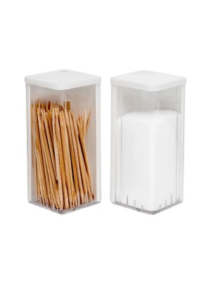 Kit Sal e Paliteiro com Tampa Branca – Conjunto Plástico Transparente para Mesa, Cozinha, Restaurantes e Lanchonetes, Fácil de Usar e Higienizar