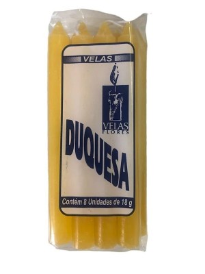 Vela Duquesa Amarela 18g com 8 Unidades – Velas Tradicionais para Uso Religioso, Decoração e Emergências