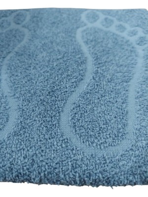 Toalha Piso Chevron Marcotex 60x50cm 110g Azul Jeans Leve, Absorvente e Sofisticada para Banheiro