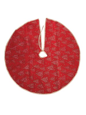 Saia para árvore de Natal vermelha estampada 90 cm