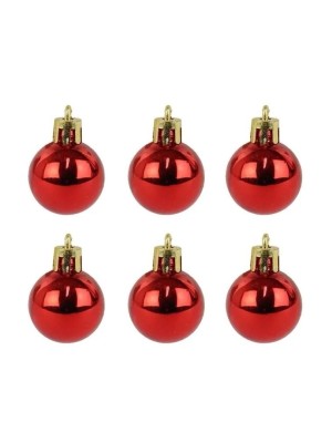 Bola de Natal Vermelha 4cm Kit com 6 Unidades Lisa Brilhante Solapa Basic para Árvore e Decoração Natalina