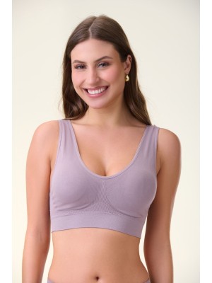 Top Lavanda Adulto GG Sem Costura com Bojo Removível, Confortável, Anatômico, Toque Suave e Ideal para Uso Diário