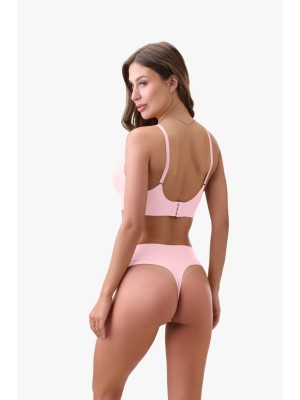 Sutiã Rosa Adulto M Sem Costura com Bojo Estruturado e Alças Removíveis, Confortável, Versátil e Ideal para Uso Diário