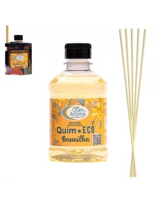 Difusor Aromatizante Baunilha 250ml QCheirin com Varetas – Perfuma Ambientes, Alta Fixação e Longa Duração