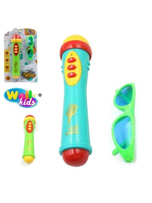Microfone Infantil Stark com Óculos de Sol Brinquedo Musical Interativo com Som, Luz e Diversão para Crianças a partir de 3 Anos