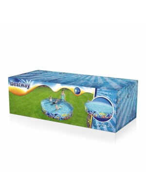 Piscina Semirrígida Peixe 2074L 2,44x46cm Redonda Infantil com Estampa Fundo do Mar para Quintal e Jardim