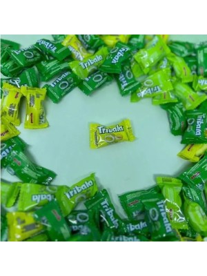 Bala Tribala Sortida 3 Sabores 500g Bala Mastigável Recheada com Jelly Casquinha Crocante