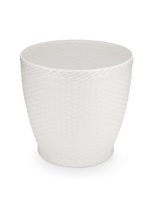 Vaso Rattan Redondo 1,8L Branco – Decoração Sofisticada para Casa e Jardim