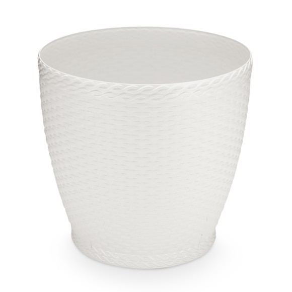 VASO RATTAN MINI REDONDO BRANCO 1,8L DE PLÁSTICO
