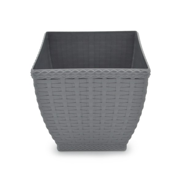 VASO CACHEPO RATTAN QUADRADO CINZA 11X10,5CM DE PLÁSTICO
