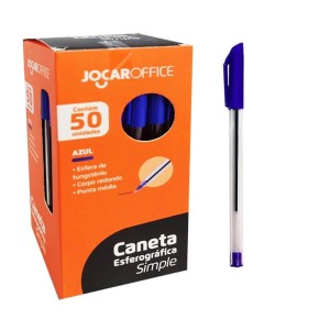 CANETA ESFEROGRAFICA SIMPLE AZUL CX C/50UN. JOCAR OFFICE