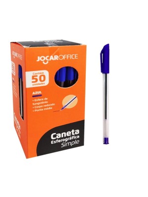 CANETA ESFEROGRAFICA SIMPLE AZUL CX C/50UN. JOCAR OFFICE