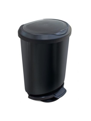 LIXEIRA C/PEDAL E BORDA 45LTS PRETA