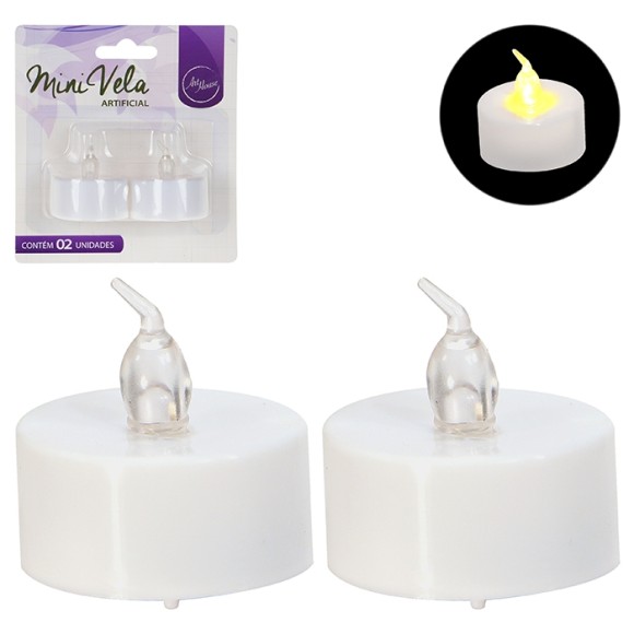 MINI VELA ARTIFICIAL BRANCA C/2 PCS ZEIN