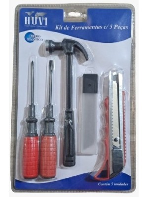 FERRAMENTA 5PCS FENDA/PHILIPS/MARTELO/ESTILETE/REFIL UN.