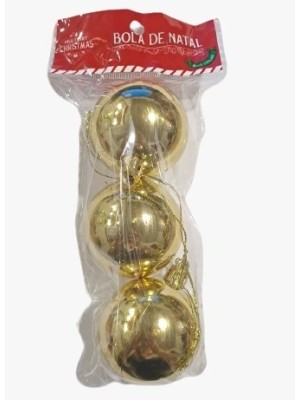 BOLA DE NATAL 5CM DOURADA C/3PCS UN. MULTIART