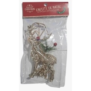 ENFEITE NATAL RENA C/ NEVE 15X10CM UN. MULTIART