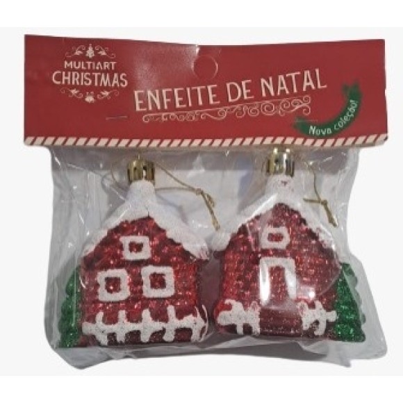 ENFEITE CASINHA 8,5X6CM DE NATAL UN. MULTIART