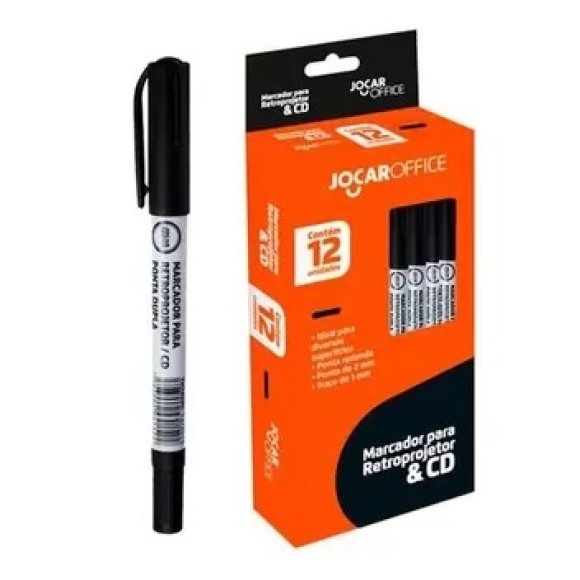 MARCADOR P/ CD E DVD PRETO CX C/12 PCS UN.
