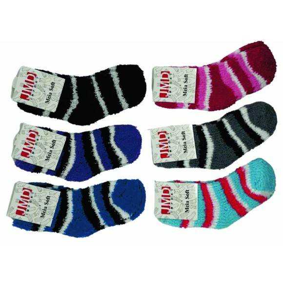 MEIA SOFT PELUCIA UNISSEX DE POLIESTER TAM 7-13 UN.
