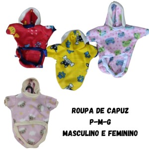 Roupinha Pet com capuz soft (cães e gatos de pequeno porte)